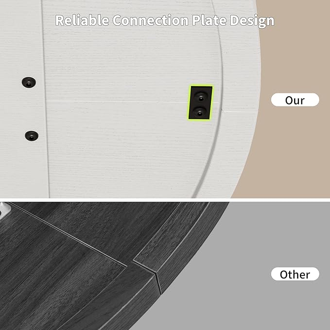 iPormis 47-Inch Round Dining Table for 4-6 People, Circle Dinner Table with Wooden Legs and A Stable Round Pedestal Base, Space Saving Wooden Kitchen and Dining Room Table, White (Table Only)