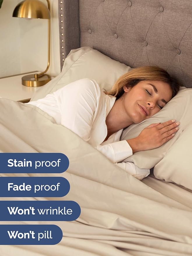 Extra Deep Twin Sheet Set - 4 Piece Breathable and Cooling Sheets - Hotel Luxury Bedding for Women, Men, Kids & Teens - Easy & Secure Fit - Soft, Wrinkle Free and Comfy - Extra Deep Pockets - Wheat