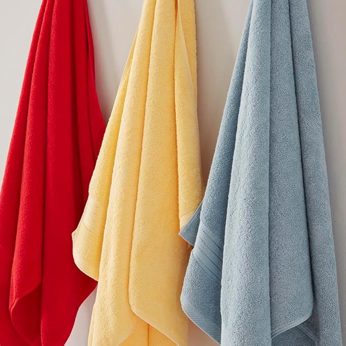 COZYART Yellow Luxury Bath Towel Set, Turkish Cotton Hotel Towel Bulk for Bathroom, Thick Bathroom Set of 6 Pcs with 2 Large Bath Towels, 2 Hand Towels, 2 Washcloths, 650 GSM.