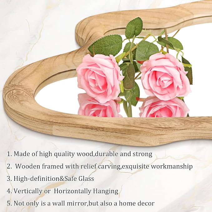 AAZZKANG Asymmetrical Wall Mirror 24"x16" Rustic Irregular Vanity Mirror Rustic Decorative Large Mirror for Bathroom Bedroom Living Room Hallway