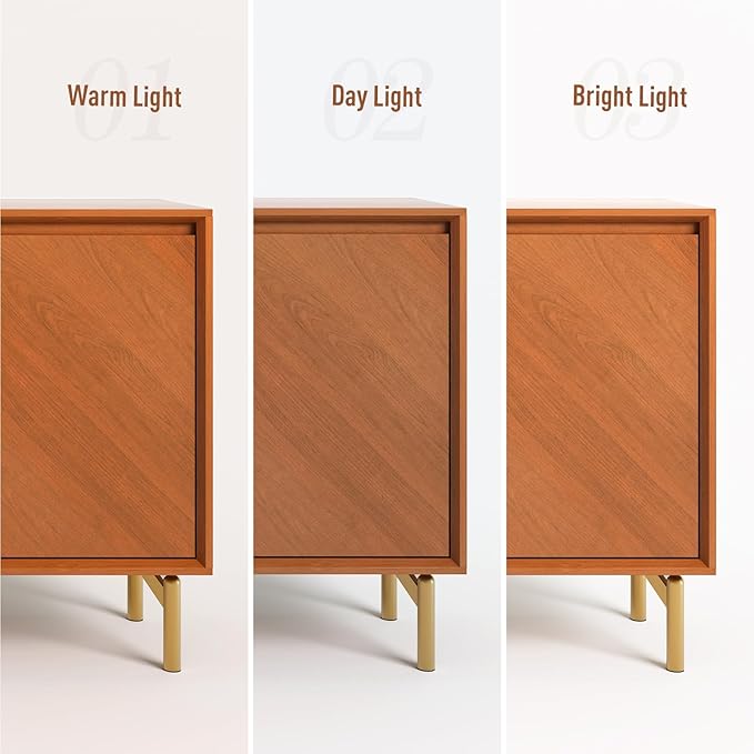 JOINICE Sideboard Cabinet with Storage, Mid-Century Modern Accent Cabinet | Chevron Pattern Credenza for living rooms, geometric door , gold-tone legs, dining room and entryway