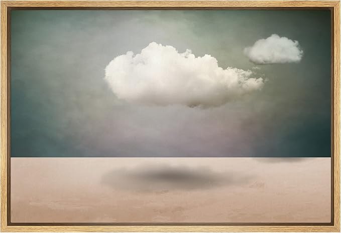 SIGNWIN Framed Canvas Print Wall Art Surreal Cloudy Sky Desert Landscape Fantasy & Sci-Fi Abstract Digital Art Modern Art Boho Decorative Whimsical for Living Room, Bedroom, Office - 16"x24" Natural