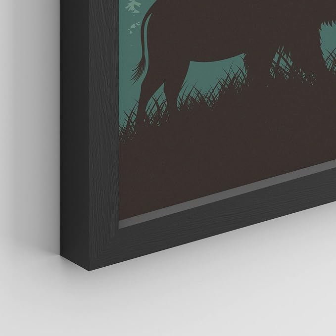 SIGNWIN Framed Country Farmhouse Vibrant Bison Wall Art, Set of 4 Silhouette Animals Wall Decor Prints, Wilderness Nature Wall Décor for Living Room, Bedroom - 11"x14" Black