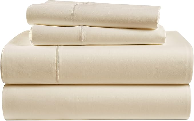 100% Egyptian Cotton Queen Size Bed Sheet set - Naturally Breathable & Durable Winter Comfort Queen Bed Sheets Set, Ultra-Soft Hotel Luxury Comfort with 15" Deep Pocket, Silky Sateen Weave - Ivory