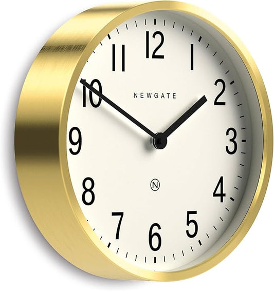 NEWGATE® Master Edwards wall Clock | Mid-Century Style Clock | 12 inch | Deep Metal case with Brass/Gold Finish | Modern Retro Design for Kitchen, Living Room or Office
