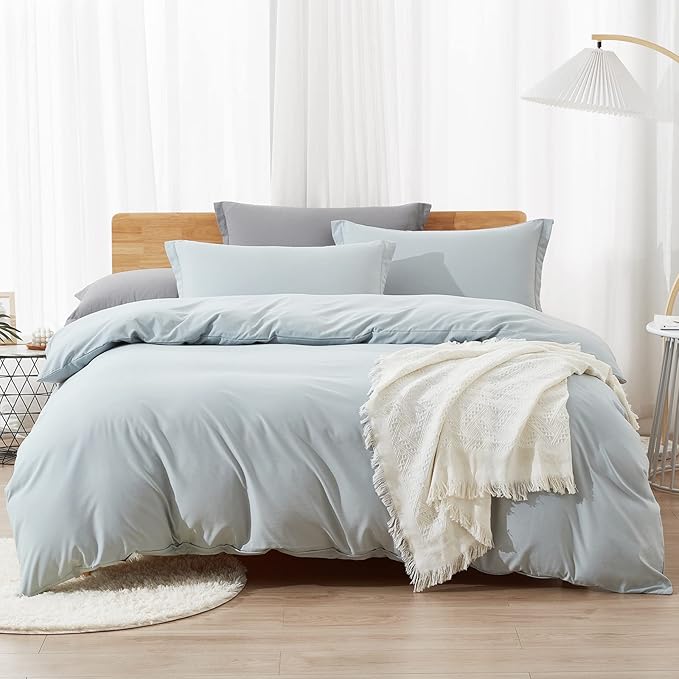 Dreaming Wapiti Duvet Cover Queen,Washed Microfiber Cornflower Blue Queen Size Duvet Cover Set,Solid Color - Soft and Breathable with Zipper Closure & Corner Ties (Cornflower Blue,Queen)