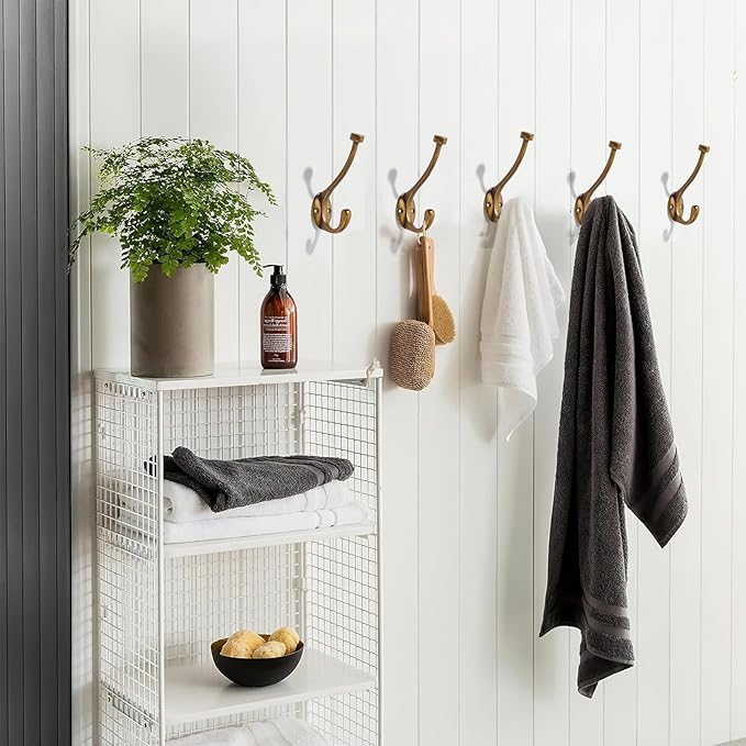 khtumeware The 5 Pack Heavy-Duty zinc Alloy Antique Brass Coat Hook is Suitable for bathrooms, Behind Doors, bedrooms, corridors, and is a Towel Robe Hooks for Both Household and Commercial use