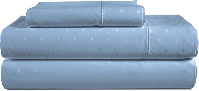 LANE LINEN 100% Egyptian Cotton Twin XL Sheets Set, Soft & Comfy Thick Fully Elasticized Mercerized Cotton Sheets Extra Large Twin Sheets, No Pill Fade Resistant Elegant Swiss Dot - French Blue