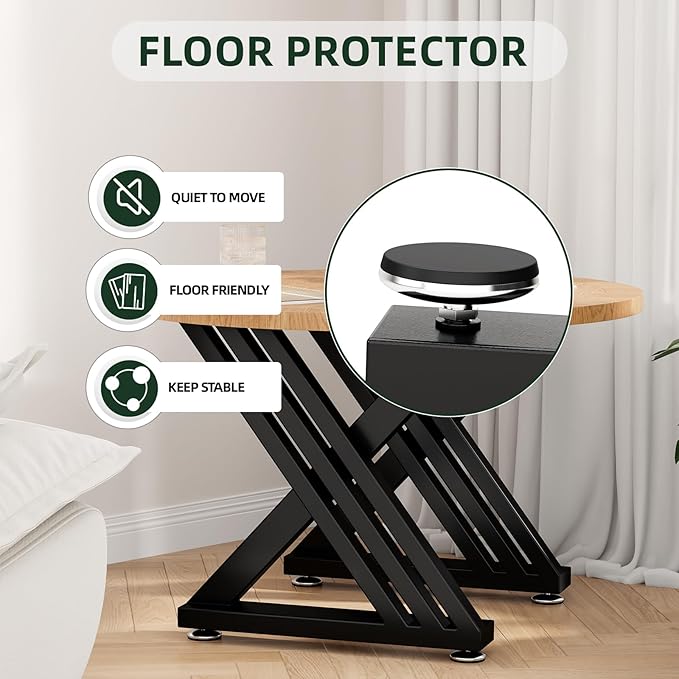 Metal Coffee Table Legs 18" H x 18" W Furniture Desk Bench Dining Table Base with Adjustable Feet Z Shape Set of 2 Black