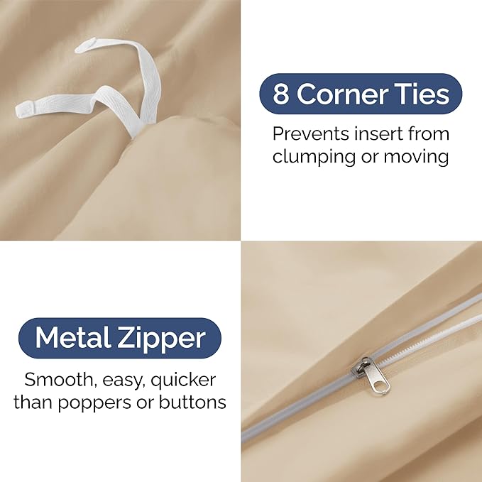 Duvet Cover Full Size - Extra Soft Full Size Duvet Cover - Lightweight, Breathable & Cozy - Easy Care & Fade Free with Zipper Closures & Ties - 80" x 90" Inches - (Cream) Comforter Not Included