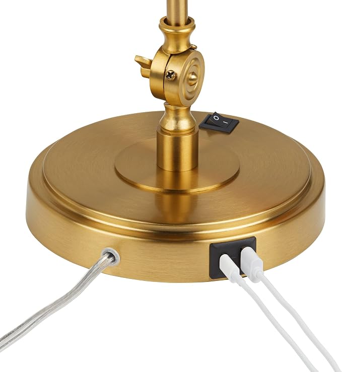 360 Lighting Wray 26 3/4" High Modern Desk Lamp with USB Charging Ports A+C Warm Brass Gold Metal Adjustable Arm Head for Bedroom Living Room House Bedside Home Office Reading Family