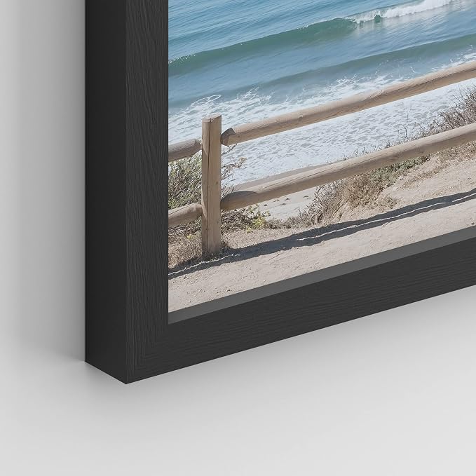 SIGNWIN Framed White Aerial View Blue Ocean Wave Beach Shore Wall Art, Set of 4 Landscape Colorful Wall Decor Prints, Nature Wilderness Wall Décor for Living Room, Bedroom - 11"x14" Black
