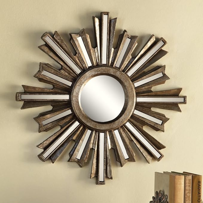 SPI Small Gold Deco Sunburst Convex Wall Mirror