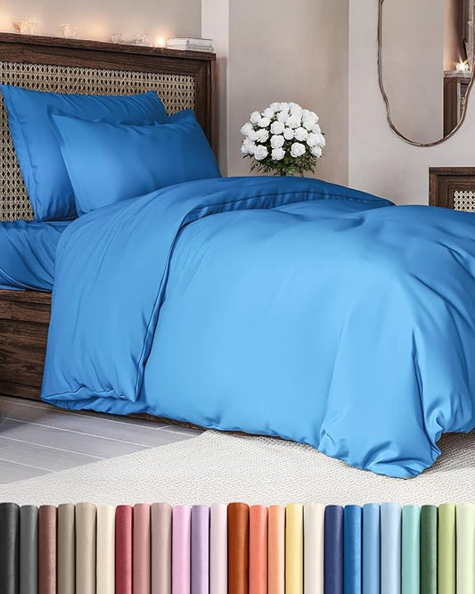 Duvet Cover Twin/Twin XL Size - Extra Soft Twin/Twin XL Size Duvet Cover - Breathable, Easy Care and Fade Free with Zipper Closures & Ties - 68" x 90" Inches - (Royal Blue) Comforter Not Included