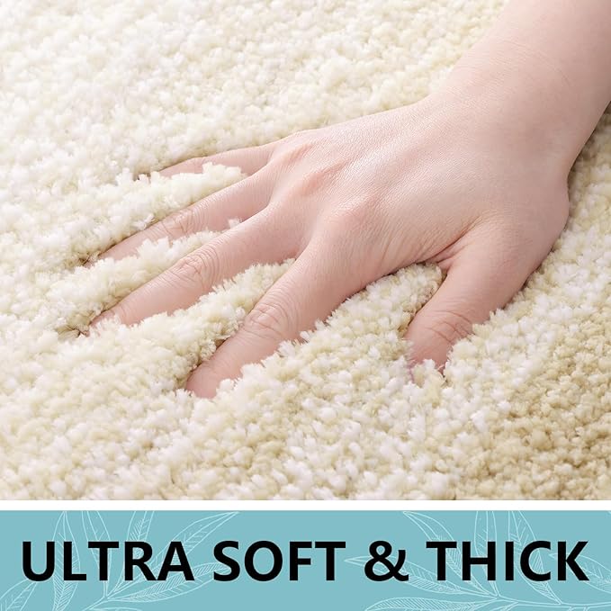 Arotive Microfiber Bathroom Rugs, Shaggy Soft and Absorbent Bath Rug, Non-Slip, Thick Plush Machine Washable Dry Bath Mats for Bathroom, Tub and Shower, 40x24, Light Beige, Rectangular