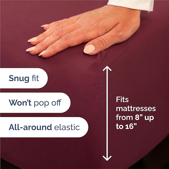 King Size 4 Piece Sheet Set - Comfy Breathable & Cooling Sheets - Hotel Luxury Bed Sheets for Women & Men - Deep Pockets, Easy-Fit, Extra Soft & Wrinkle Free Sheets - Burgundy Oeko-Tex Bed Sheet Set