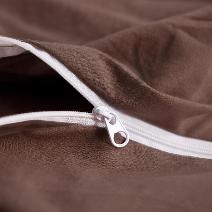 NEXHOME PRO Cal King Duvet Cover Set – 100% Certified Organic Cotton with Washed Feel & Linen-Like Texture, Comfortable & Breathable, Home Bedding Set Dark Brown (No Comforter)