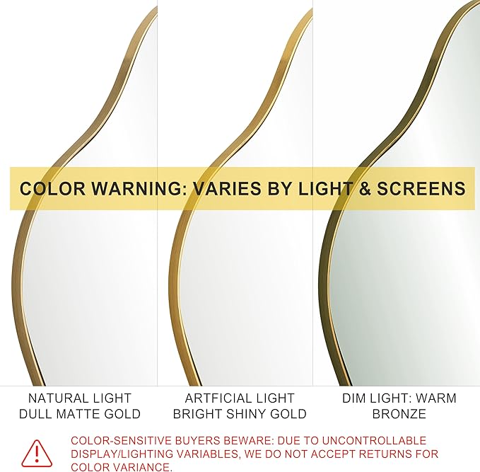 SHYFOY Irregular Wall Mirror Decorative, 20"x36" Antique-Gold Asymmetrical Mirror for Wall Decor Wavy Accent Mirrors for Living Room Bathroom Bedroom Entryway, Abstract Irregular Shape Curvy Mirror
