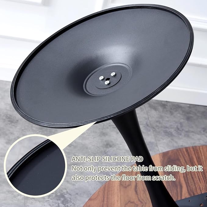 42 Inch Walnut Round Dining Table for 4-6 Person,Mid-Century Walnut Tulip Kitchen Table, Pedestal Metal Base Table for Kitchen Dining Room