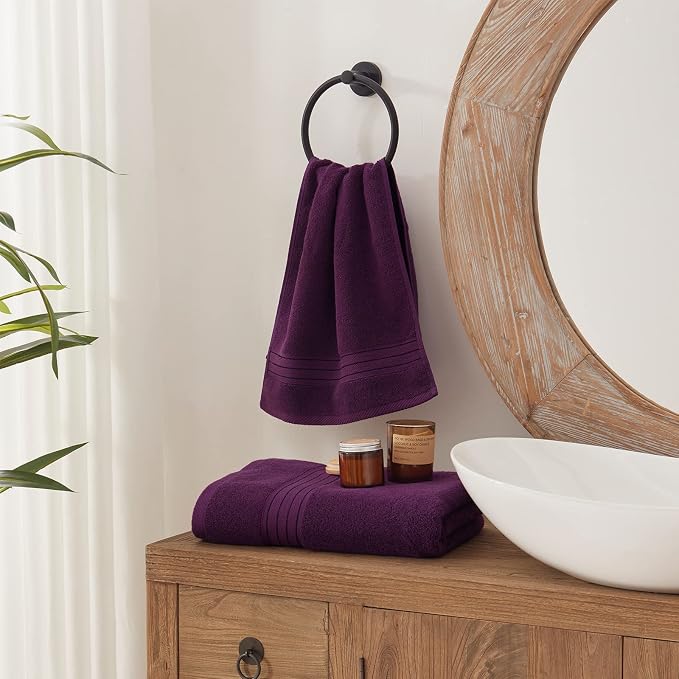 COZYART Purple Bath Towel Set for Bathroom Soft Absorbent Durable 650 GSM Turkish Cotton Towel Sets of 6, 2 Large Bath Towels, 2 Hand Towels, 2 Washclothes