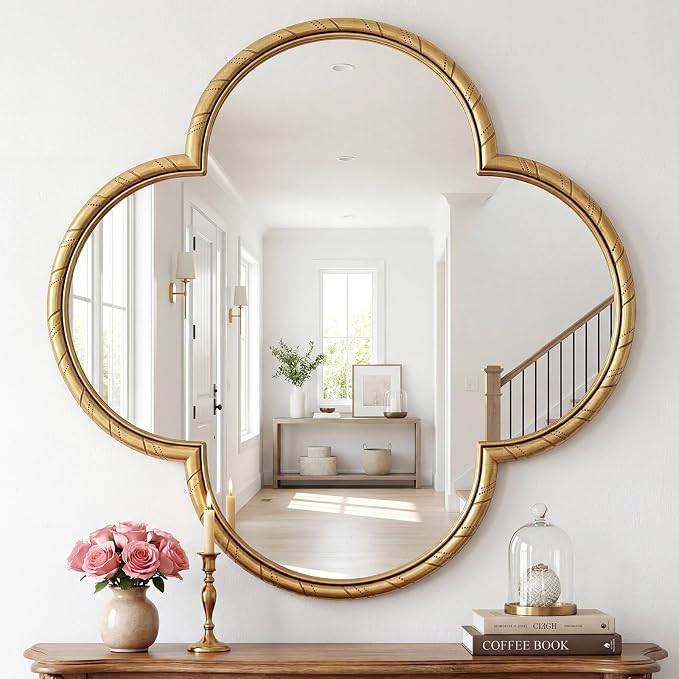 Uniclinens Gold Decorative Mirror 31.5" - Large Wall Mirror Decor with Metal Frame, Ideal for Entryway, Fireplace, Living Room, Hallway, Bathroom