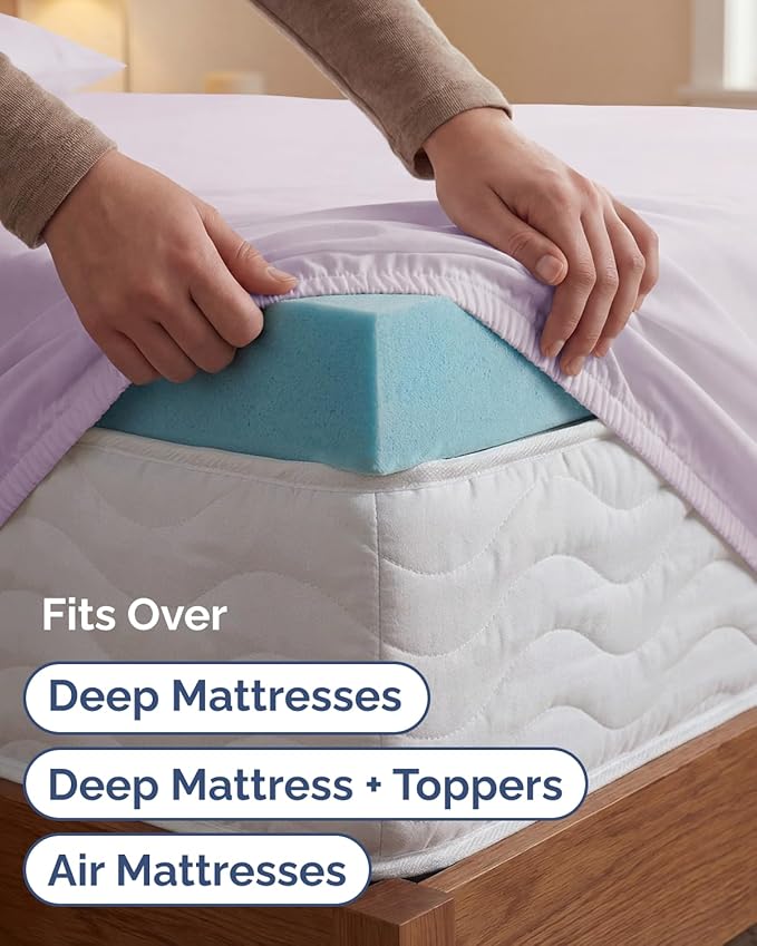 Extra Deep Twin XL Sheet Set - 4 Piece College Dorm Bed Sheets Set with Extra Deep Pockets - Ultra-Soft, Comfy & Breathable Bedding for Women, Men, Kids & Teens - Wrinkle & Fade Free - Light Lavender