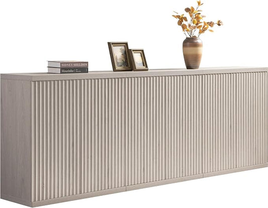 SICOTAS Buffet Cabinet with Storage Accent Sideboard Modern Credenza with Doors & Shelves Fluted Media Console Mid Century Coffee Bar Table for Living Room Kitchen Dining Room Hallway(3PCS)
