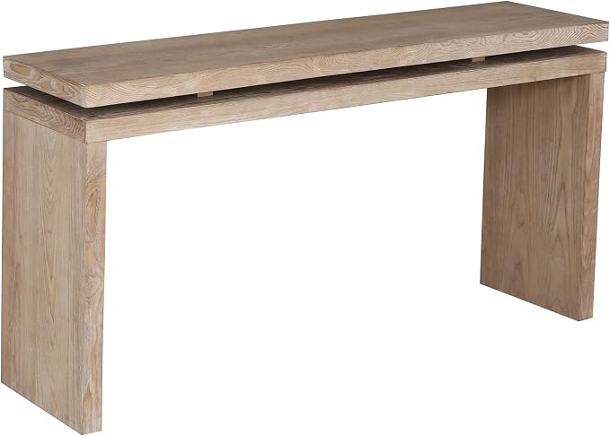 SOFTSEA Wood Console Table, 60" Retro Narrow Long Sofa Table Behind Couch for Hallway, Save Space, Antique Natural