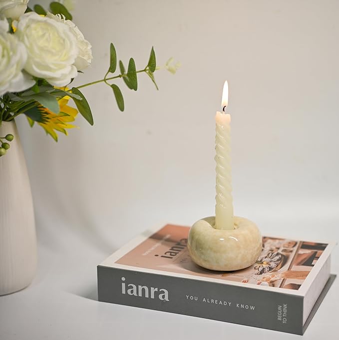 Ceramic Candle Holder, Modern Taper Candlestick Holder for Dining Table, Living Room Coffee Table, 0.86 Inch Diameter Candelabra for Taper Candles