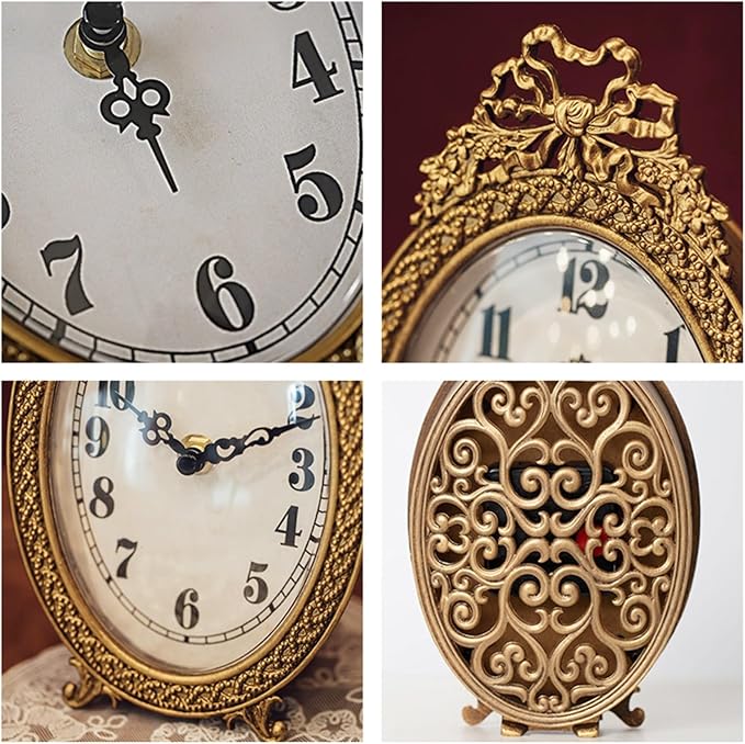 Mantel Clock French Retro Table Clock Ornaments Bedroom Desktop Decoration Living Room Decorative