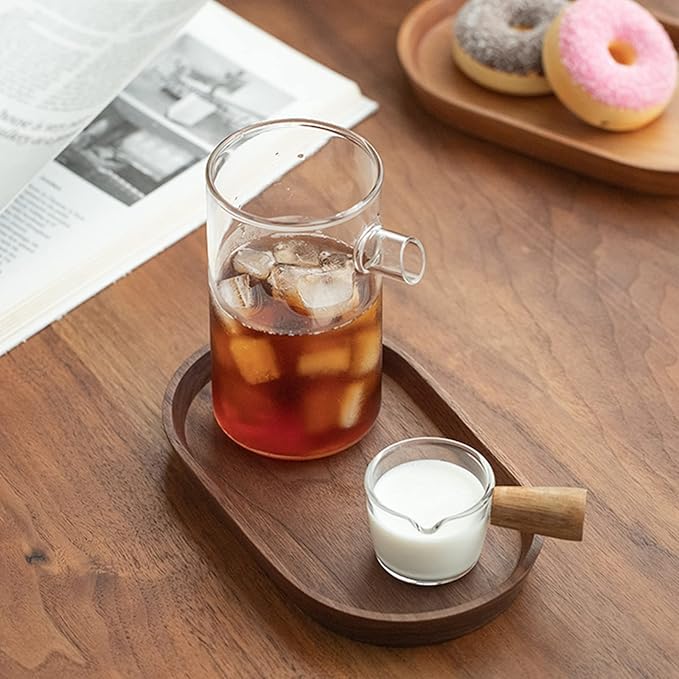 Mini Serving Trays for Parties, Small Decorative Tray for Tea＆Coffee, Oval Wooden Plates for Serving Food for Appetizer＆Vegetables for Bathroom 7.8"×4.6" (Walnut, Set of 2)