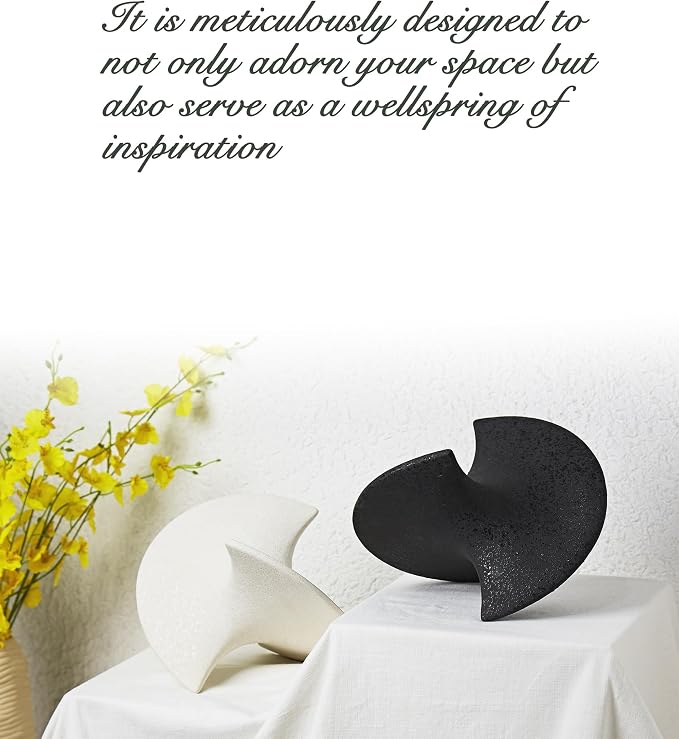 UPWOIGH Large Black Ceramic Inspired Art, 8.6x9.45x8.6 in Handmade Statues Personalized Ceramic Balancing Sculpture for Living Room,Table Décor,1Pack
