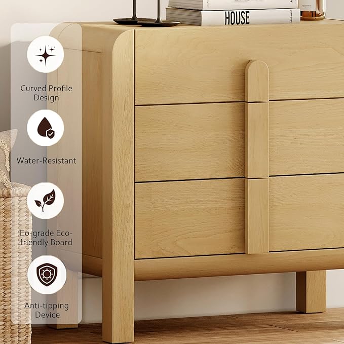WAMPAT 110.2” W Large Sideboard Buffet Cabinet with Storage,Modern French Kitchen Buffet Cabinet with 12 Drawers,Wood Buffet Table Coffee Wine Bar Console Table for Kitchen,Dining Room,Oak