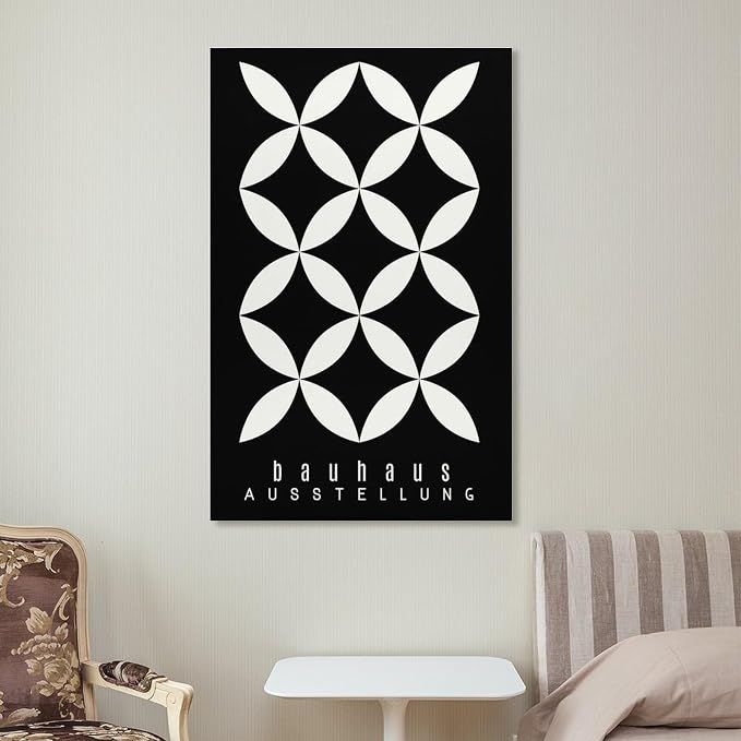 FideMm Bauhaus Print Poster,black And White Poster,Abstract Art,Minimalist,Stylish Mid Century Art Poster for Room Aesthetics Canvas Wall Art Poster And Print Frame-style 20x30inch(50x75cm)