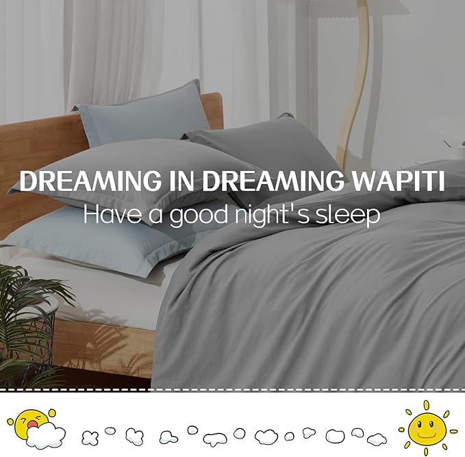 Dreaming Wapiti Duvet Cover King,Washed Microfiber Ice Grey King Size Duvet Cover Set,Solid Color - Soft and Breathable with Zipper Closure & Corner Ties (Ice Grey, King)