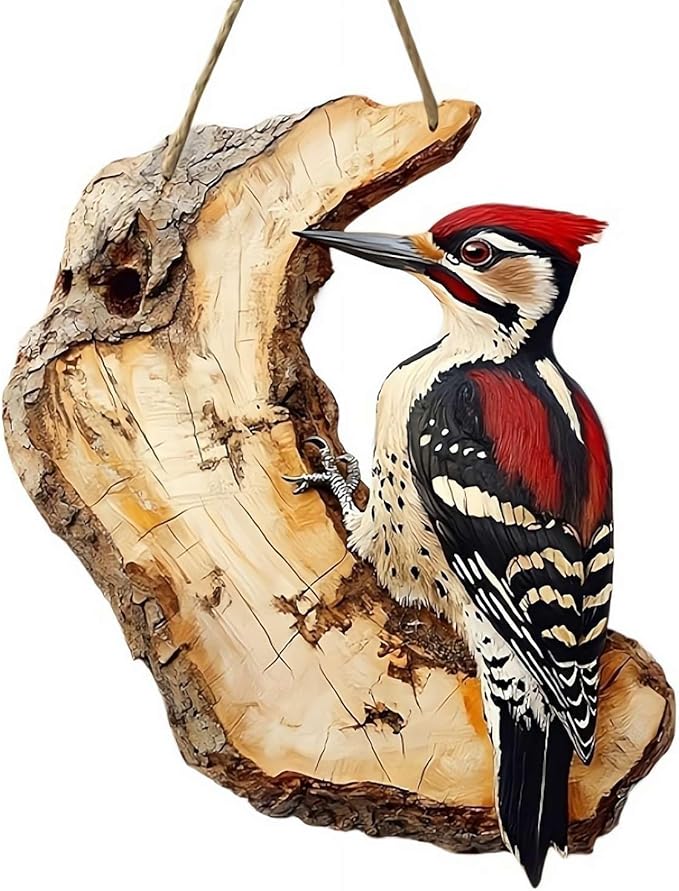 Vintage 2D Bird Wooden Signage, Handmade Boxwood Bird Wall Hanging, Rustic Farmhouse Robin Birds Wall Decor Forest Animal Decoration for Indoor Outdoor Home Living Room Photo Background