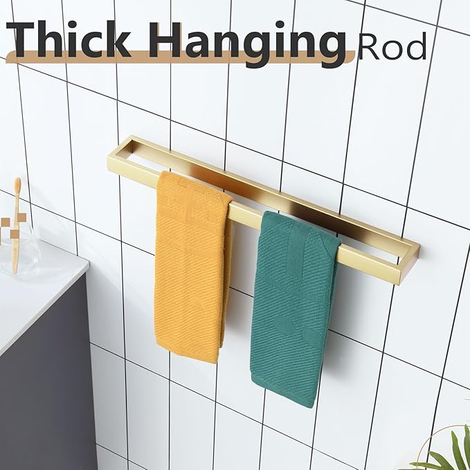 KOKOSIRI Towel Bar Brushed Gold Bath Towel Holder 20 Inch Kitchen Towel Hanger Rack Stainless Steel Bathroom Hardware Wall Mounted, 1 Pack B4008BG-L20