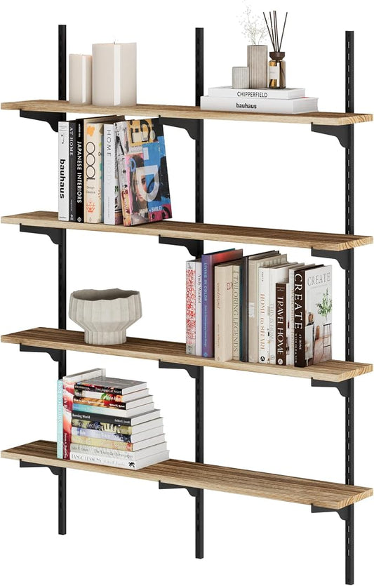 Wallniture Turin 36 inch Wooden Wall Shelf Unit, Height Adjustable Wall Shelves for Display, Storage, Organization and Decor, Kitchen Organizer Shelf, Floating Bookshelves for Living Room