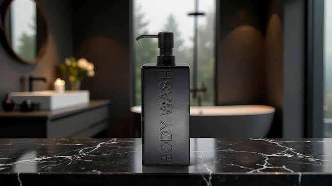 Rectangular Resin Dispenser Premium Bathroom Shampoo Conditioner Body Wash Bottle Modern Refillable Pump Design