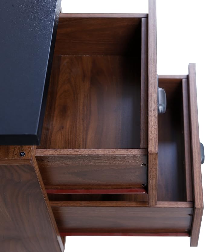 Computer Desk for Home Office with 4 Large Drawers, Rustic Wood Writing Study Table with Metal Frame, 59” x 21.7” x 29.5”, Easy Assembly, Brown and Black CTSZ20401WACM