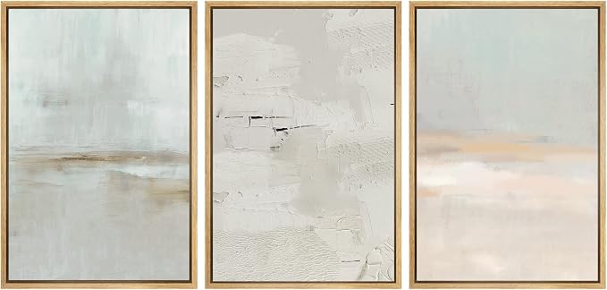 SIGNWIN Framed Canvas Print Wall Art Set Pastel Grunge Watercolor Landscape Shapes Abstract Illustrations Modern Art Decorative Nordic Chic Calm for Living Room, Bedroom, Office - 16"x24"x3 Natural