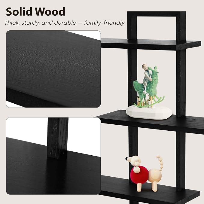 PHOENANCEE 3 Tier Wall Shelves,Decorative Floating Shelf for Wall,Plants Photo Shelf Storage Display Shelving Wood for Living Room Bedroom Kitchen Home Office Decor,Modern,Large,22 Inch(Black)
