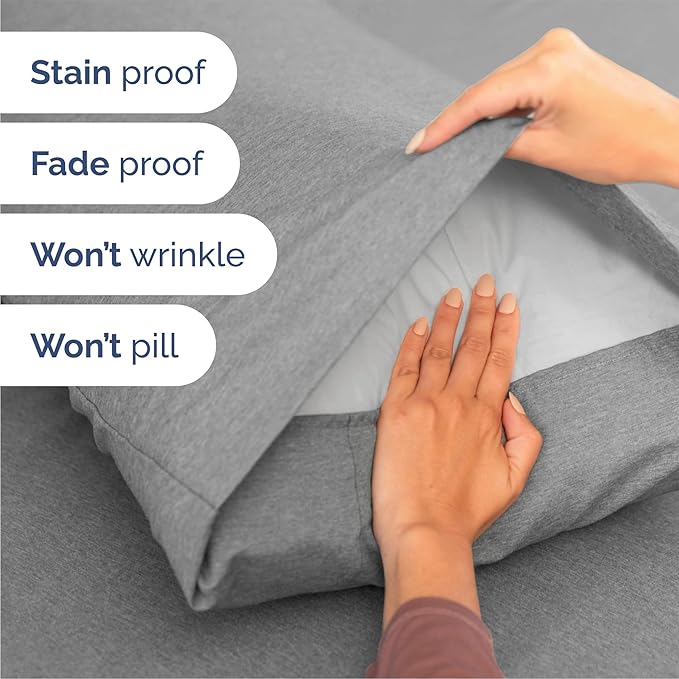 Queen Size 4 Piece Sheet Set - Comfy Breathable & Cooling Sheets - Hotel Luxury Bed Sheets for Women & Men - Deep Pockets, Easy-Fit, Soft & Wrinkle Free Sheets - Heathered Grey Oeko-Tex Bed Sheet Set