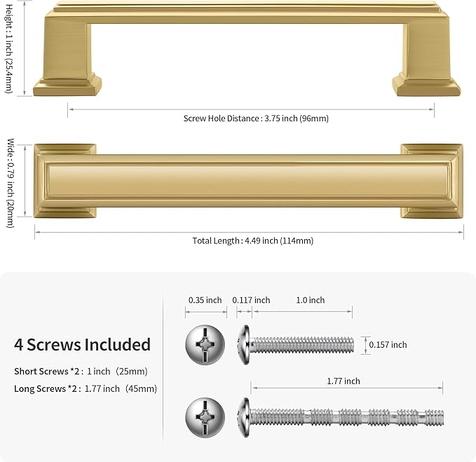 Lardmon 10 Pack 3.75 Inch(96mm) Hole Center Brushed Gold Modern Cabinet Pulls Kitchen Cabinet Handles Kitchen Cabinet Hardware Timeless Drawer Pulls for Dresser Cupboard Wardrobe, B-Gold(3.75x10)