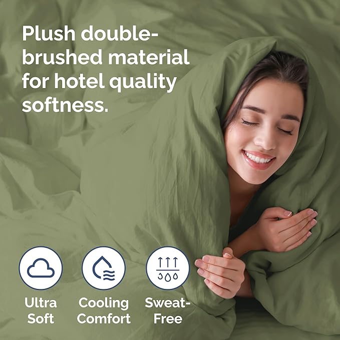 Duvet Cover Twin/Twin XL Size - Extra Soft Twin/Twin XL Size Duvet Cover - Breathable, Easy Care and Fade Free with Zipper Closures & Ties - 68" x 90" Inches - (Sage Green) Comforter Not Included