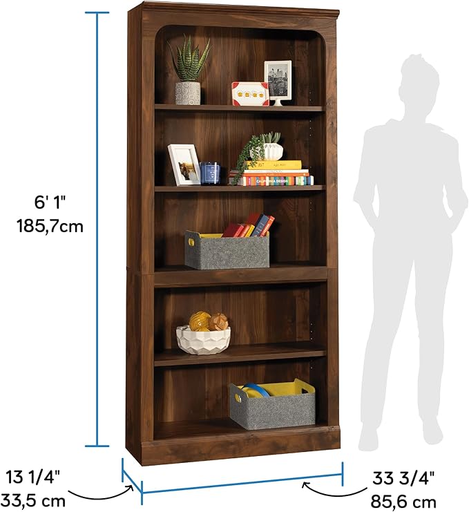 Sauder Select 5-Shelf Bookcase, in a Grand Walnut Finish