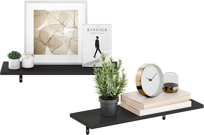 Furinno Rossi Floating Shelves for Wall Set of 4, 23-Inch Wall Shelf, Floating Shelf, Wall Mounted Shelves, for Bathroom, Bedroom, Living Room, Espresso