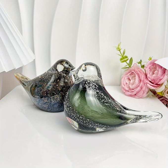 Glass Bird Decor Crystal Bird Sculpture Nature-Themed Home Accents Figurines Ornament Modern Art Living Room Shelves Tabletops