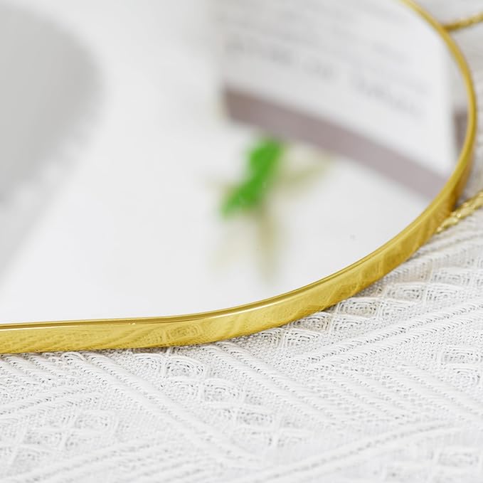Gold Oval Mirror, Vanity Mirror with PVC Plastic Frame, Wall Mount Mirrors Decor 9.2x15.9 inch
