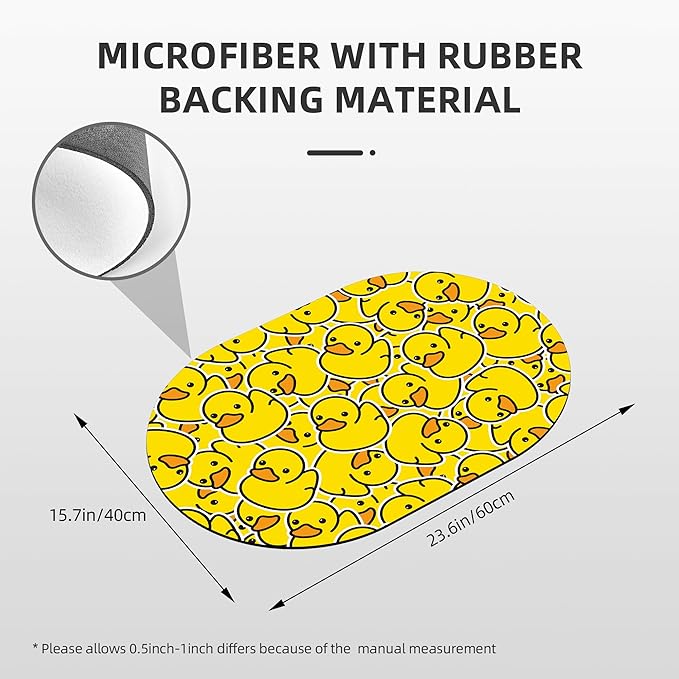 Oval Bath Mat Cute Cartoon Ducks Diatomaceous Mud Mats with Rubber Backing Ultra Soft Washable 23.6"×15.7" Quick Dry Thin Bath Rugs for Bathroom Floor Bathtub Vanity Easy Care